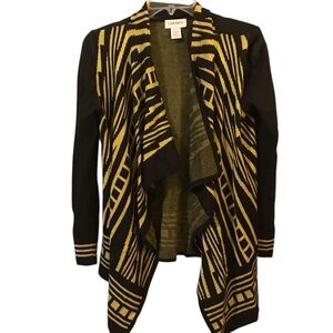 Carmen Marc Valvo Black and Yellow Cardigan Sweater Size Small